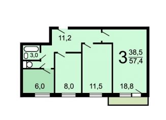 Продам 3-комнатную квартиру, 57.4 м2, Москва, 3-я Гражданская улица, 2, станция Белокаменная