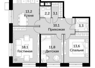 Продажа трехкомнатной квартиры, 75.6 м2, Москва, Волоколамское шоссе, 71/22к2, ЖК Движение Тушино