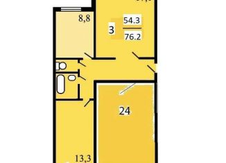 Продам трехкомнатную квартиру, 76.2 м2, Москва, Совхозная улица, 3, станция Депо