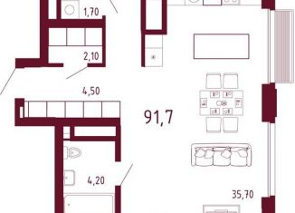 Продается 3-ком. квартира, 92 м2, Екатеринбург, ЖК Парк Столиц