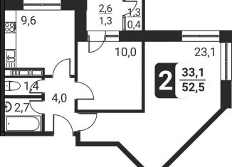 Продаю двухкомнатную квартиру, 52.5 м2, посёлок Развилка, ЖК Три Квартала, жилой комплекс Три Квартала, к11