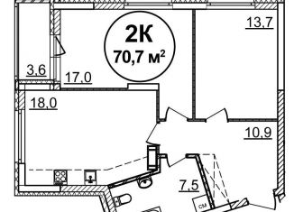 2-комнатная квартира на продажу, 70.7 м2, Нижний Новгород, ЖК Подкова на Родионова