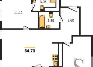 Продам 2-комнатную квартиру, 64.7 м2, Новосибирск, 1-я Чулымская улица, с19, ЖК Ясный Берег