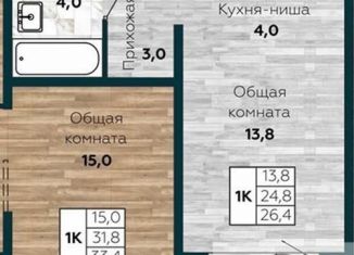 Продается 1-ком. квартира, 26.4 м2, Новосибирск, улица Николая Островского, 195, ЖК Галактика