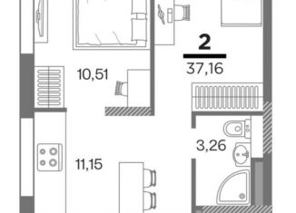 Продаю двухкомнатную квартиру, 37.2 м2, Рязань, ЖК Метропарк