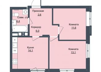Двухкомнатная квартира на продажу, 52.2 м2, Ижевск, Северо-Западный жилой район