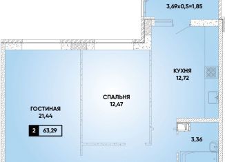 2-ком. квартира на продажу, 63 м2, Краснодар, микрорайон Достояние