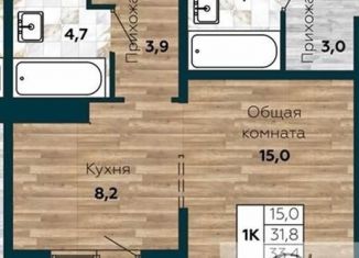 Продам однокомнатную квартиру, 33.4 м2, Новосибирск, улица Николая Островского, 195, ЖК Галактика