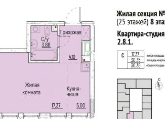 Квартира на продажу студия, 30.4 м2, Екатеринбург, Монтёрская улица, 8, Монтерская улица