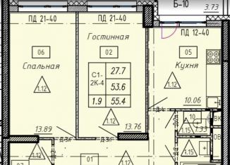 Продажа двухкомнатной квартиры, 55.4 м2, Люберцы, Хлебозаводской проезд, 6с1, ЖК Карамельный