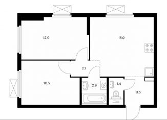 Продажа 2-комнатной квартиры, 48.3 м2, Котельники, ЖК Кузьминский Лес