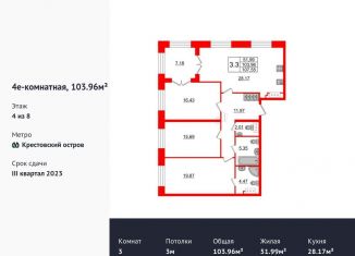 Продается 3-комнатная квартира, 104 м2, Санкт-Петербург, ЖК Гранд Вью