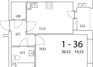 Продается 1-комнатная квартира, 36.6 м2, Санкт-Петербург, Планерная улица, 95к1, Планерная улица