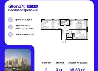 Двухкомнатная квартира на продажу, 68.5 м2, Санкт-Петербург, ЖК Голден Сити