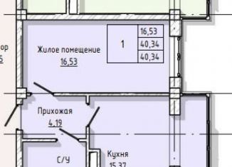 Продаю однокомнатную квартиру, 40.3 м2, Нальчик, улица А.А. Кадырова, 24, ЖК Молодёжный