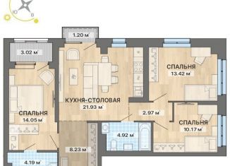 Продается трехкомнатная квартира, 84.1 м2, Екатеринбург, ЖК Северное Сияние, улица Уральских Рабочих