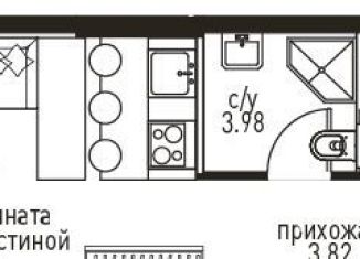 Продаю однокомнатную квартиру, 21.8 м2, Москва, район Раменки, Мичуринский проспект, вл45