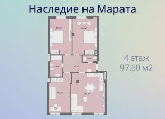 Продаю трехкомнатную квартиру, 97.7 м2, Санкт-Петербург, метро Звенигородская