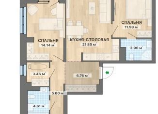 Продажа 3-комнатной квартиры, 92.4 м2, Екатеринбург, улица Уральских Рабочих, ЖК Северное Сияние