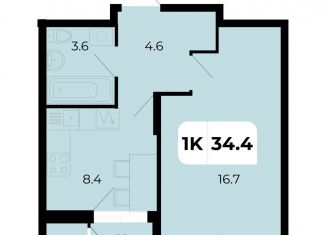 Продается однокомнатная квартира, 34.4 м2, поселок Верхнетемерницкий, улица Венеры, 19/2