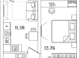 Продам 1-комнатную квартиру, 36.5 м2, Санкт-Петербург, метро Лесная