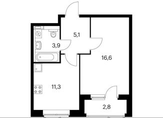 Продам 1-комнатную квартиру, 38.3 м2, Екатеринбург, Полимерный переулок, 9, ЖК Космонавтов 11