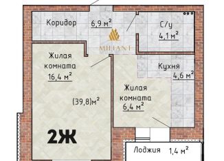 Продам 1-комнатную квартиру, 39.8 м2, Тольятти, ЖК Гринвуд