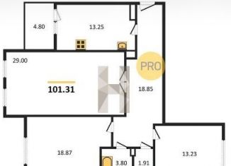 Продам 3-комнатную квартиру, 101.3 м2, Казань, ЖК Взлётная Полоса, улица Лукина, 50