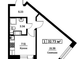 1-комнатная квартира на продажу, 32.4 м2, Мурино, ЖК Урбанист, Екатерининская улица, 17