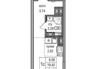 Продаю квартиру студию, 19.4 м2, посёлок Парголово, Заречная улица, 54