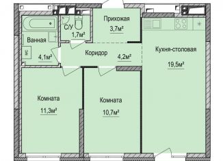 Продается 2-комнатная квартира, 55.2 м2, Ижевск, Устиновский район