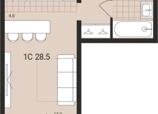Продаю квартиру студию, 28.5 м2, Обь, Геодезическая улица, 6Вк2