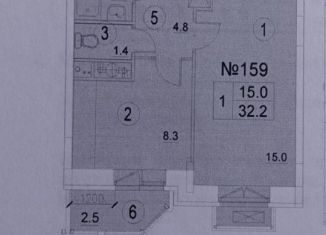 1-комнатная квартира на продажу, 32.2 м2, Видное, жилой комплекс Видный город, 12к2, ЖК Видный город