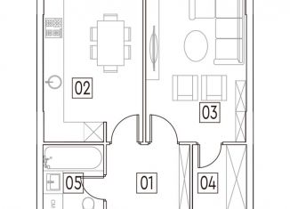 1-комнатная квартира на продажу, 43.3 м2, Москва, улица Ивана Франко, 6, станция Кунцевская