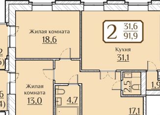 2-ком. квартира на продажу, 91.9 м2, Чебоксары, улица Дегтярёва, поз1Б