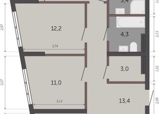3-комнатная квартира на продажу, 87.4 м2, Екатеринбург, ЖК Парковый Квартал