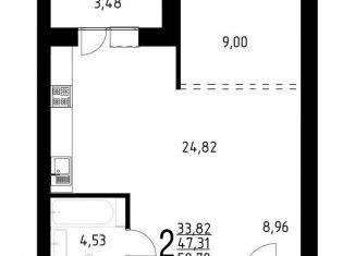 Двухкомнатная квартира на продажу, 47.3 м2, Энгельс, Одесская улица, 87А