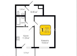 Продается однокомнатная квартира, 45.7 м2, Воронеж, ЖК Зелёная Долина