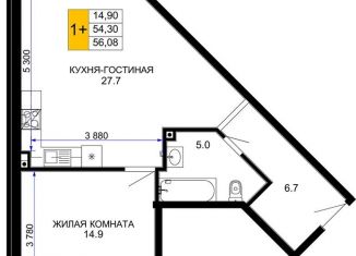 Продажа 1-комнатной квартиры, 56.1 м2, Краснодар