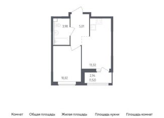 Продается 1-комнатная квартира, 33.9 м2, деревня Новосаратовка