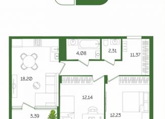 Продам двухкомнатную квартиру, 63.7 м2, Тульская область