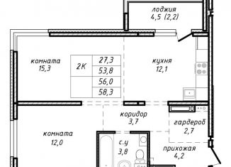 Продается двухкомнатная квартира, 56 м2, Новосибирск, ЖК Азимут, улица Связистов, 162к3с