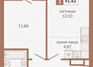 Продаю однокомнатную квартиру, 41.4 м2, Екатеринбург