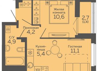 Продажа 1-комнатной квартиры, 37.6 м2, Свердловская область, улица 8 Марта, 204Г