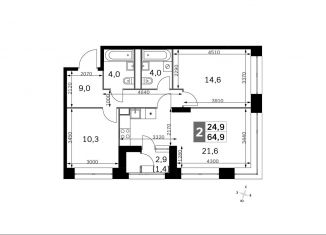 3-комнатная квартира на продажу, 64.9 м2, Москва, район Покровское-Стрешнево