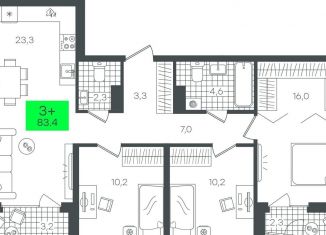 Продажа 3-комнатной квартиры, 83.4 м2, Тюмень, Калининский округ, улица Василия Малкова, 3