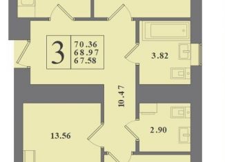 Продам 3-комнатную квартиру, 67.6 м2, Калининград, Крейсерская улица, 13к2