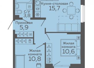 Продам 2-комнатную квартиру, 48.8 м2, Екатеринбург, Октябрьский район