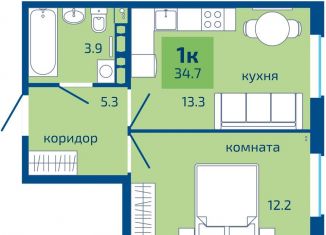 Продажа однокомнатной квартиры, 34.7 м2, Пермь