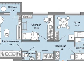 Продается 2-ком. квартира, 57 м2, Ульяновск, жилой комплекс Юлла, 2